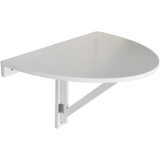 Folding / Fold Down Drop-leaf Wall Mounted Semi Circular Table - White