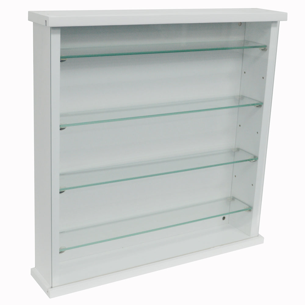 Elegant white glass display cabinet for collectibles