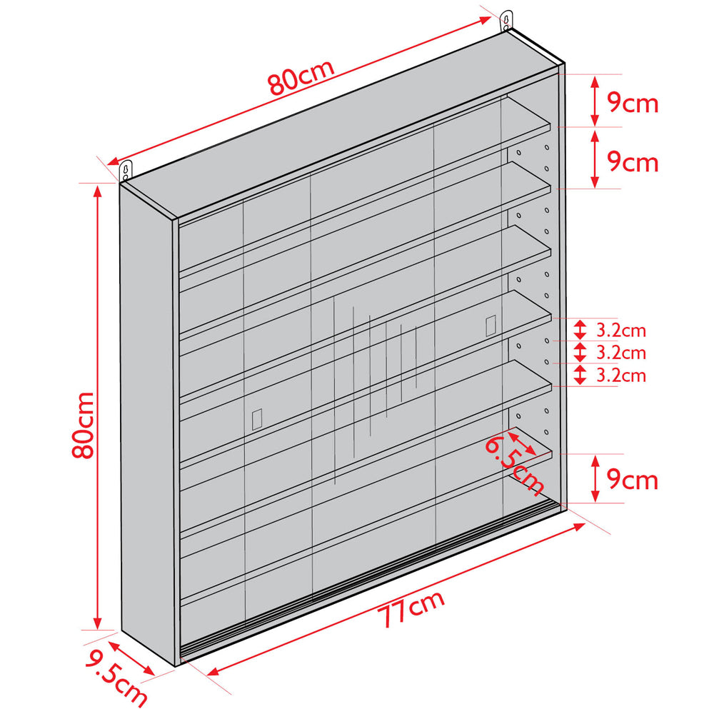 Size Properties for 6 shelf cabinet