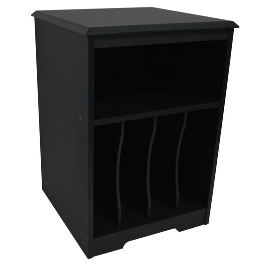 Black vinyl storage side table with sleek design