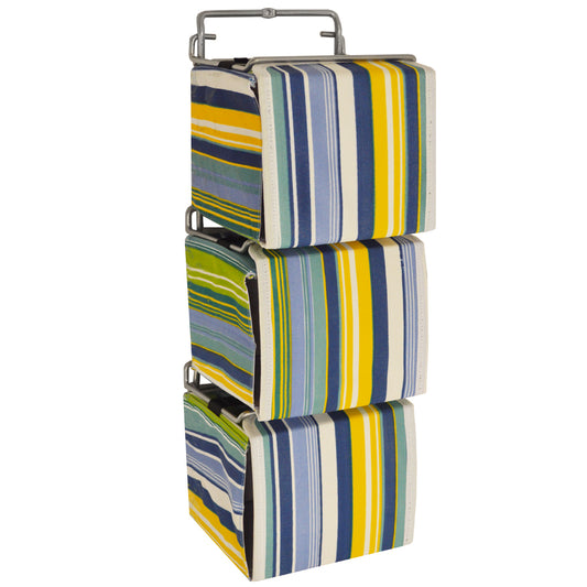 Wall-mounted fabric storage bins with colorful design