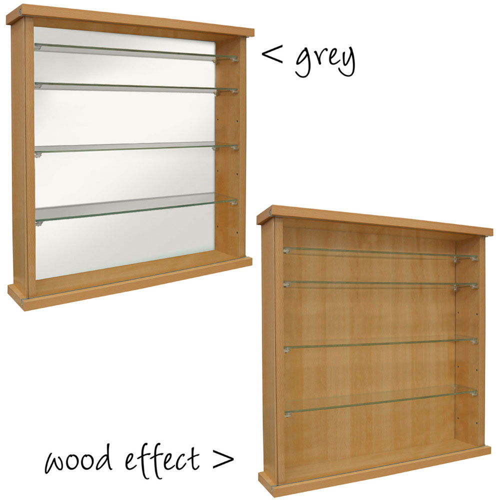 Stylish oak-effect collectors’ cabinet with adjustable shelves