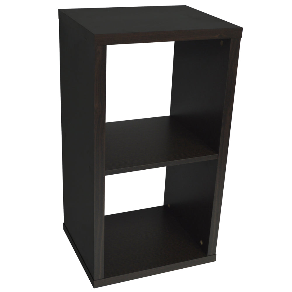CUBE - 2 Cubby Square Display Shelves / Vinyl LP Record Storage - Dark Oak
