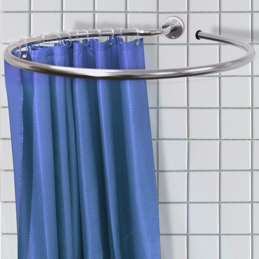 Stainless Steel Circular Shower Rail & Curtain Rings