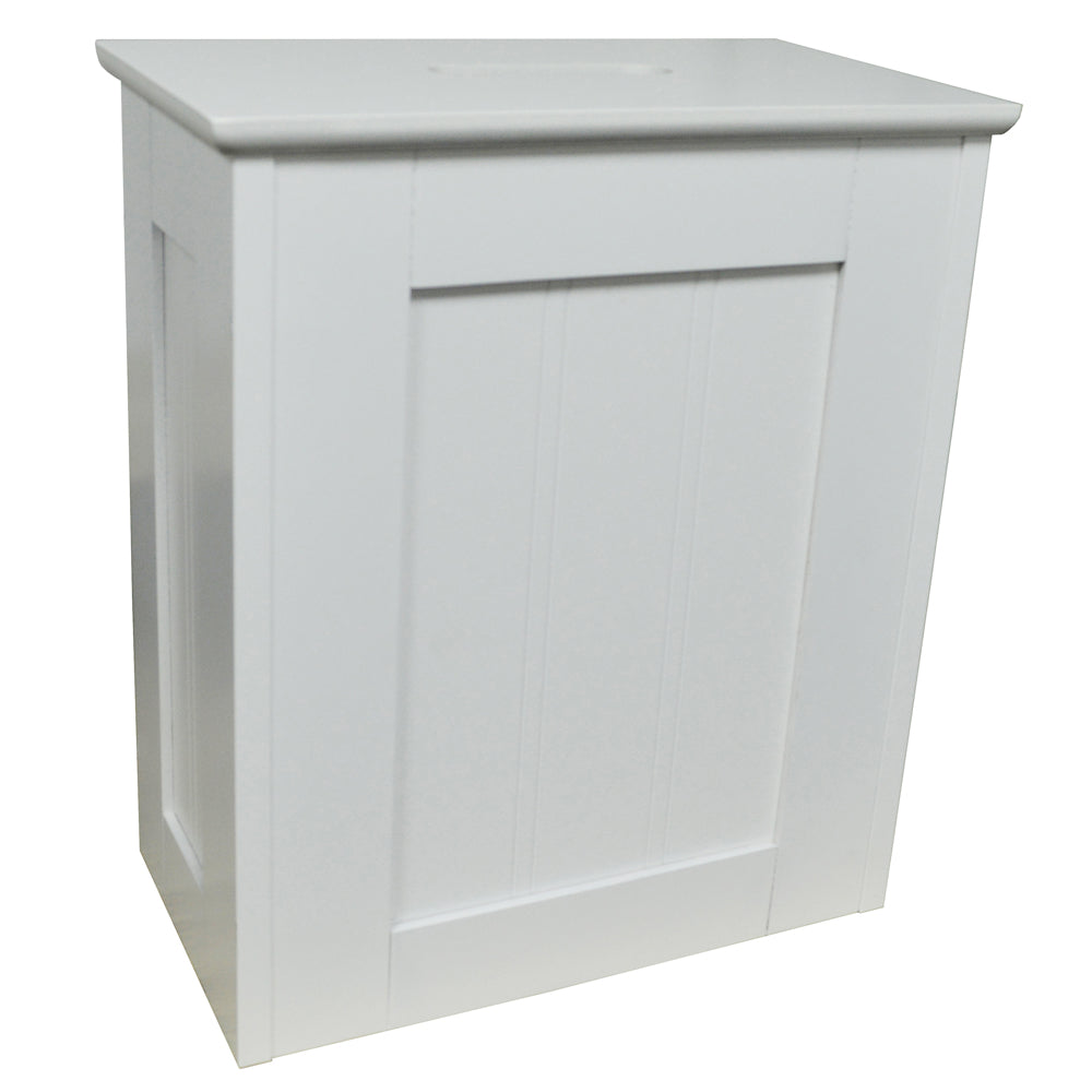 White toilet roll storage cabinet with sleek grooved design