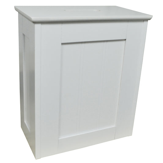 White toilet roll storage cabinet with sleek grooved design