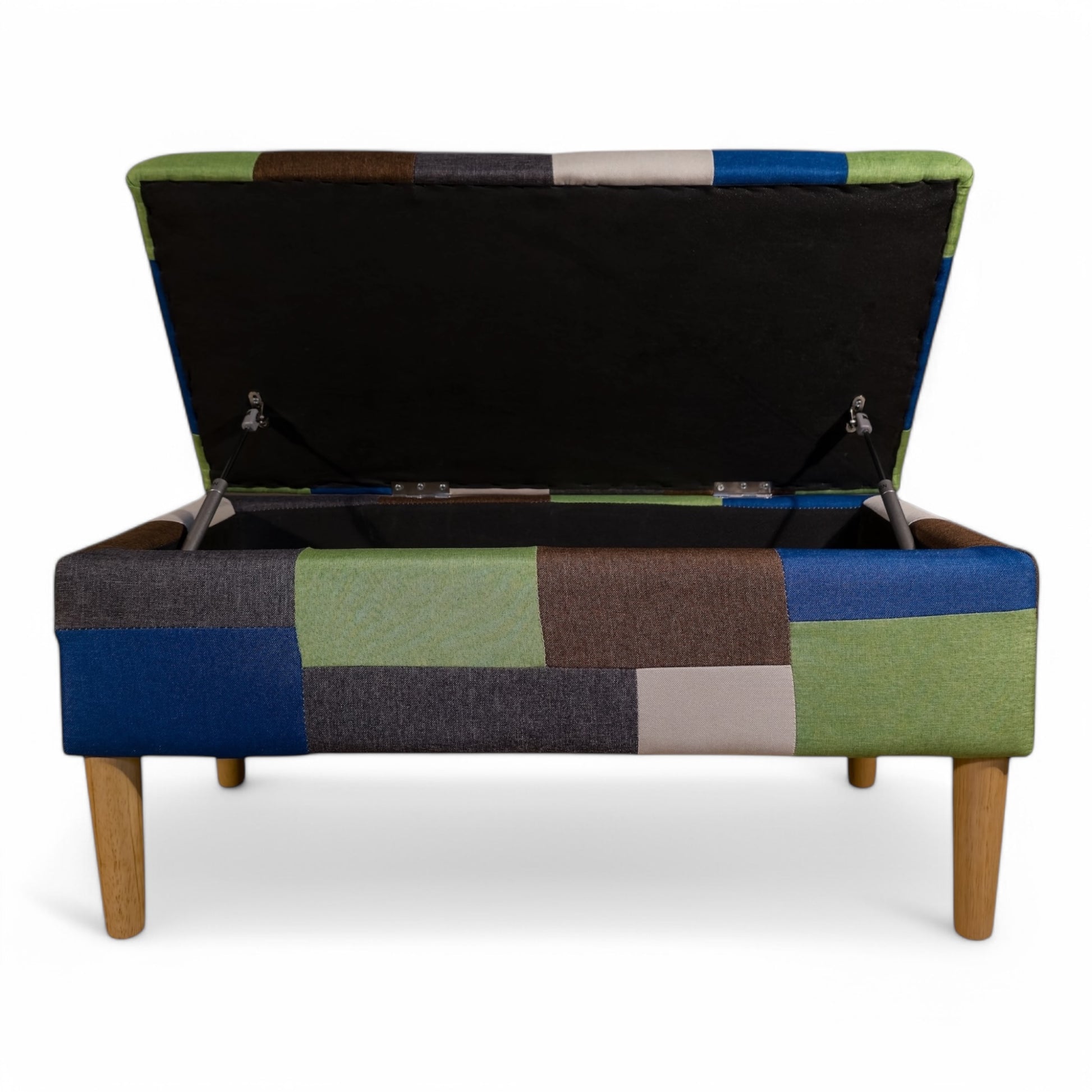 Interior view of Watsons Grove Ottoman showing black-lined storage space