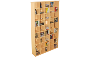 Pigeon Hole Media Storage Unit with Multiple Cubby Shelves - Beech Finish