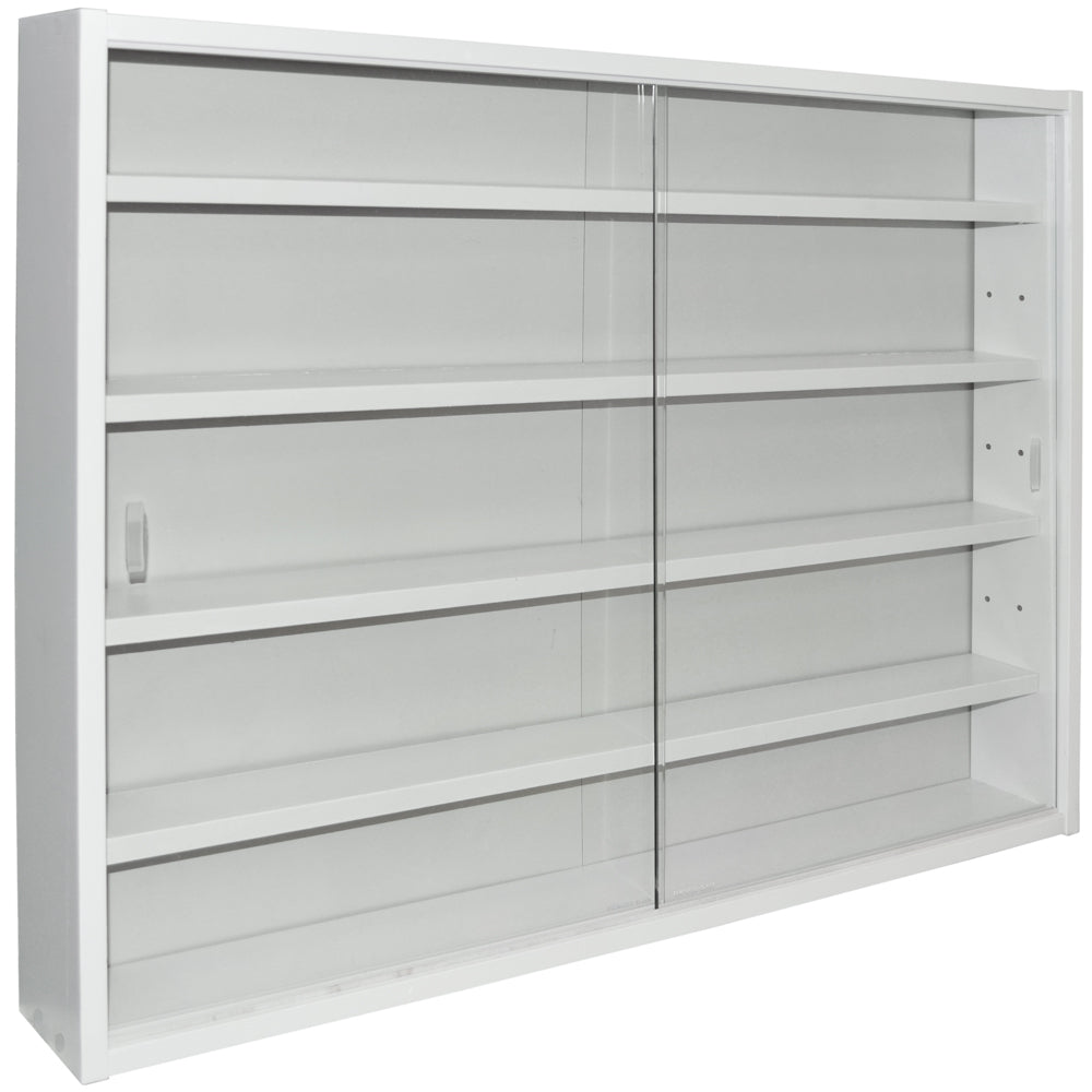 Elegant white glass display cabinet for collectibles