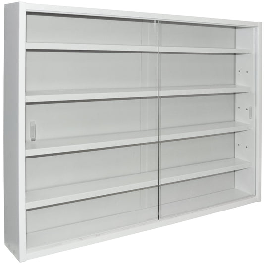 Elegant white glass display cabinet for collectibles