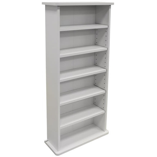 White media storage cabinet with six adjustable shelves
