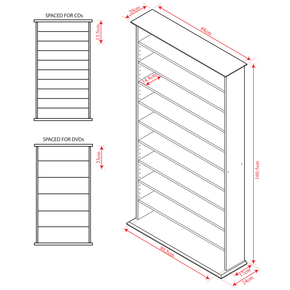 Durable and modern media shelving unit
