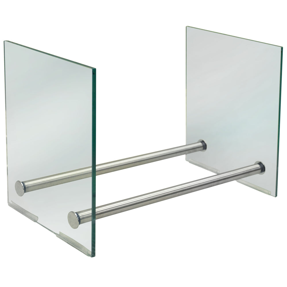 GHOST - Contemporary Glass and Steel 170 LP Vinyl Record Storage - Silver
