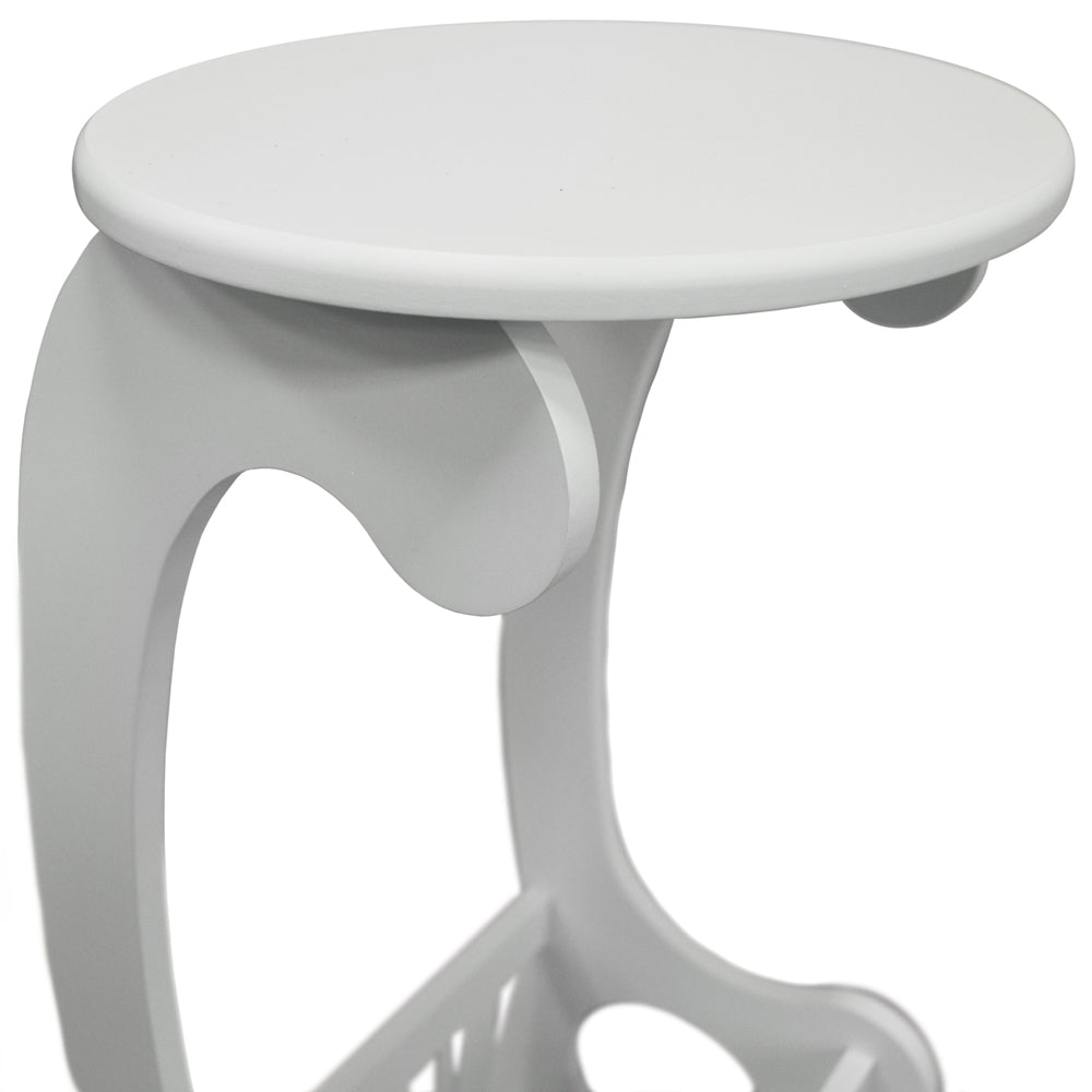 SCROLL - 2 PACK - Side / End / Bedside Table with Magazine / Book Storage Rack - White