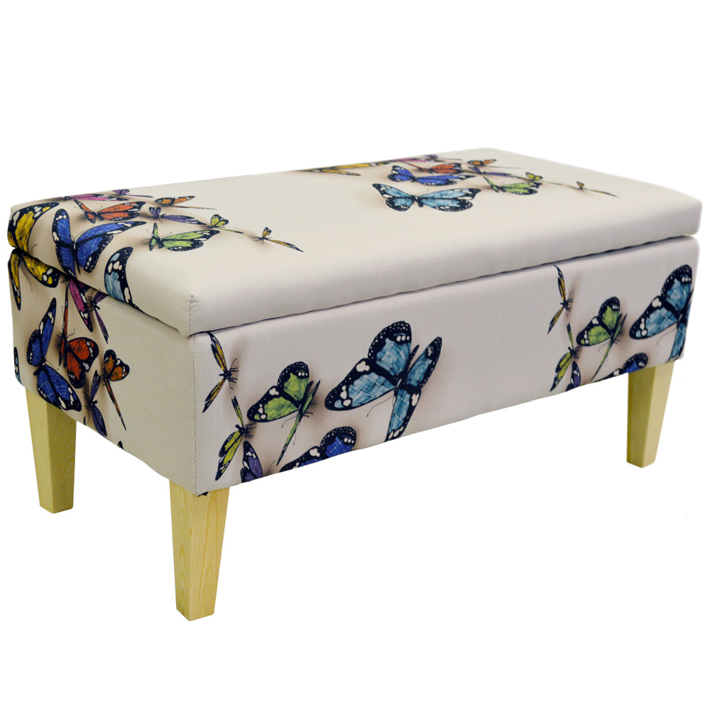 Storage Ottoman Stool / Blanket Box / Trunk - Black / Cream / Multi