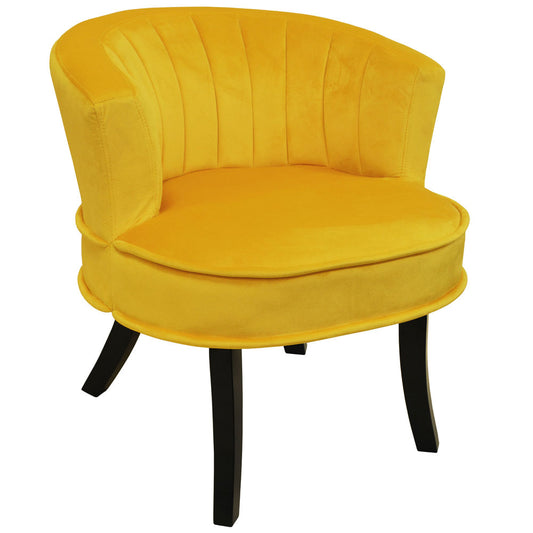 Designer Curved Shell Back Accent Occasional Chair - Yellow