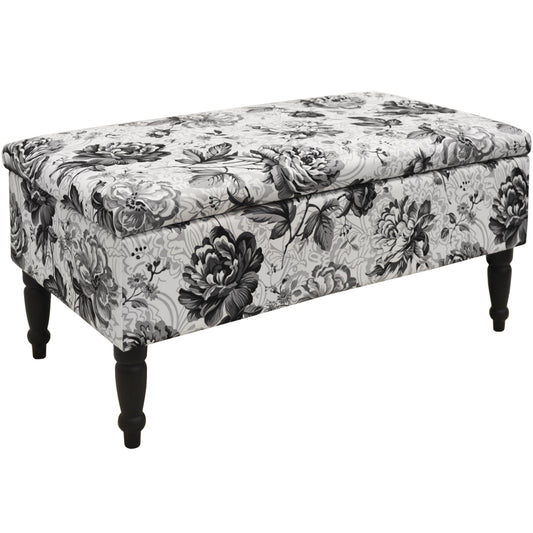 Storage Ottoman Stool / Blanket Box / Padded Trunk - Black / White