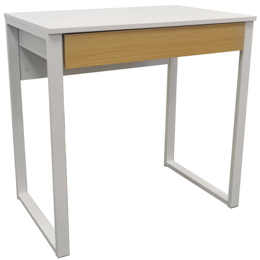 Compact Office Computer Desk / Dressing Table - White / Oak