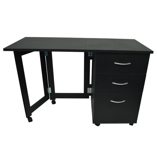 FLIPP 3 Drawer Folding Office Desk Workstation Craft Sewing Black