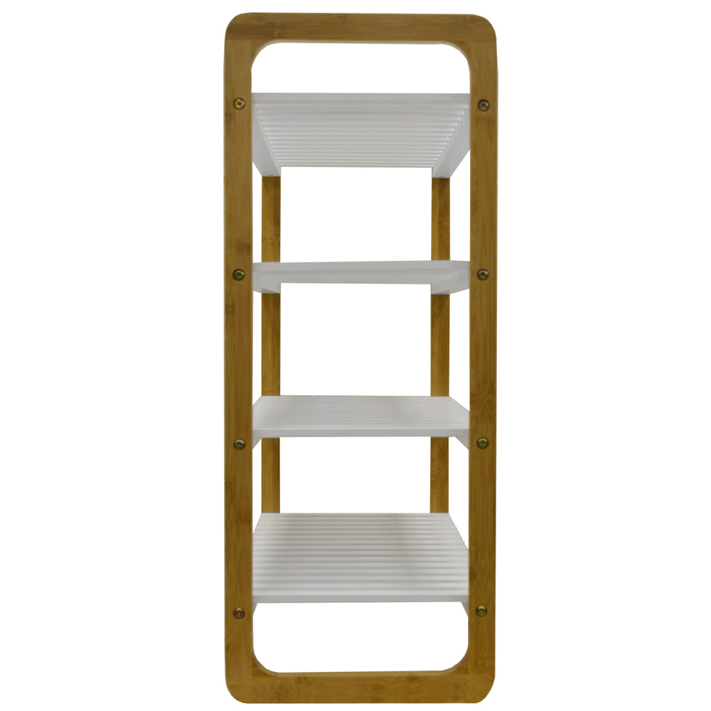 SLATS - 4 Shelf 16 Pair Shoe Storage Rack - White / Natural