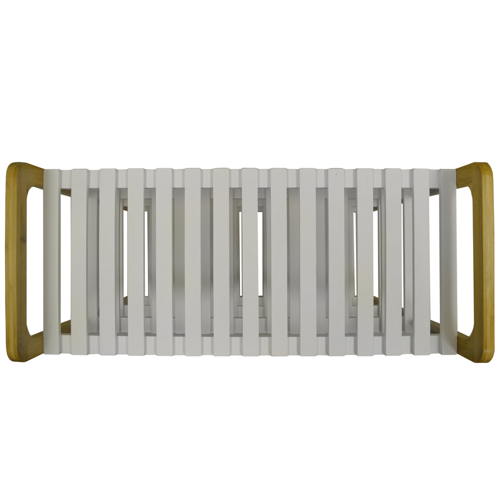 SLATS - 4 Shelf 16 Pair Shoe Storage Rack - White / Natural