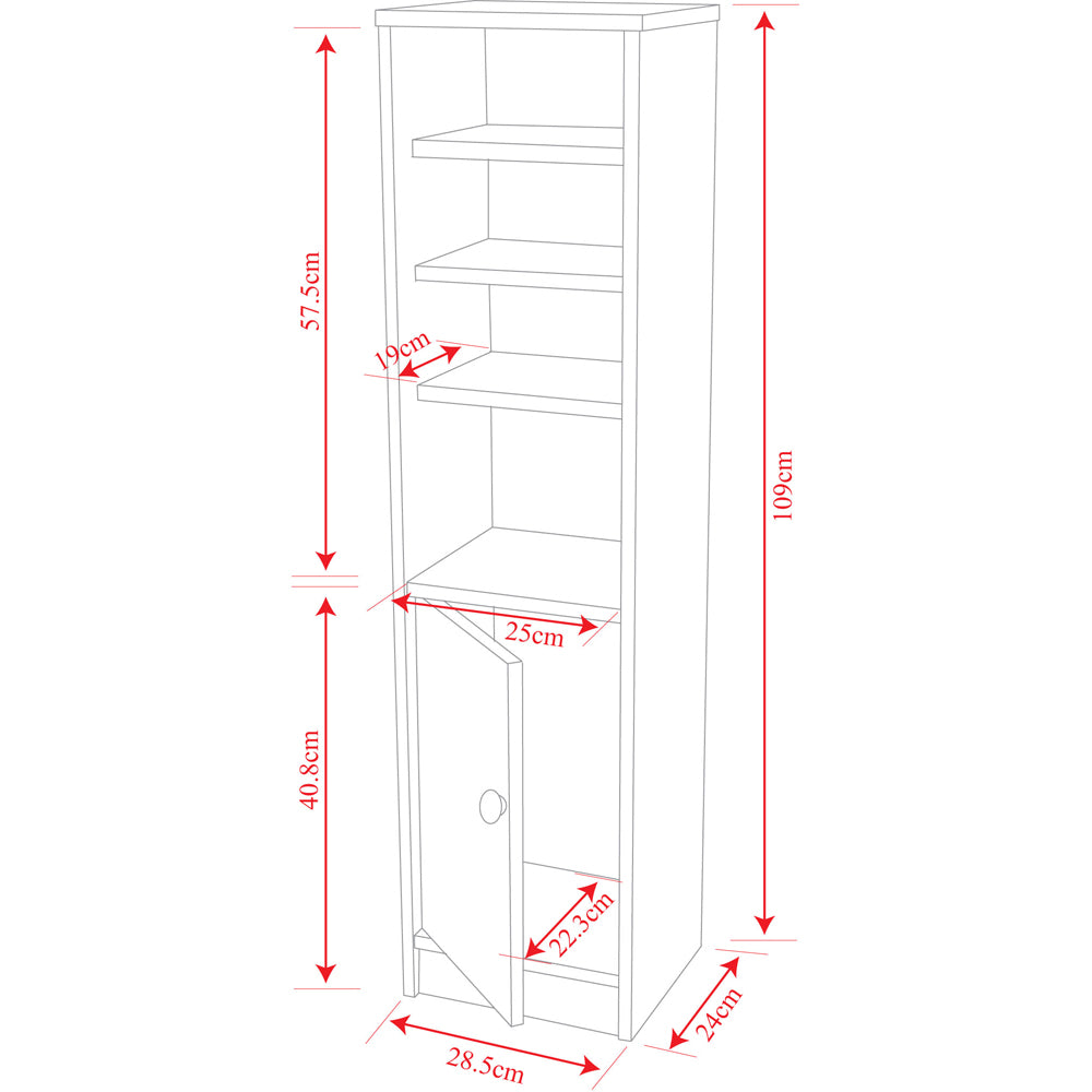 JAMERSON - Compact Storage Cupboard / Bathroom Cabinet with Shelves - White