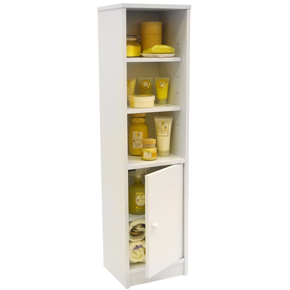 Compact Bathroom Storage Shelf Unit - White