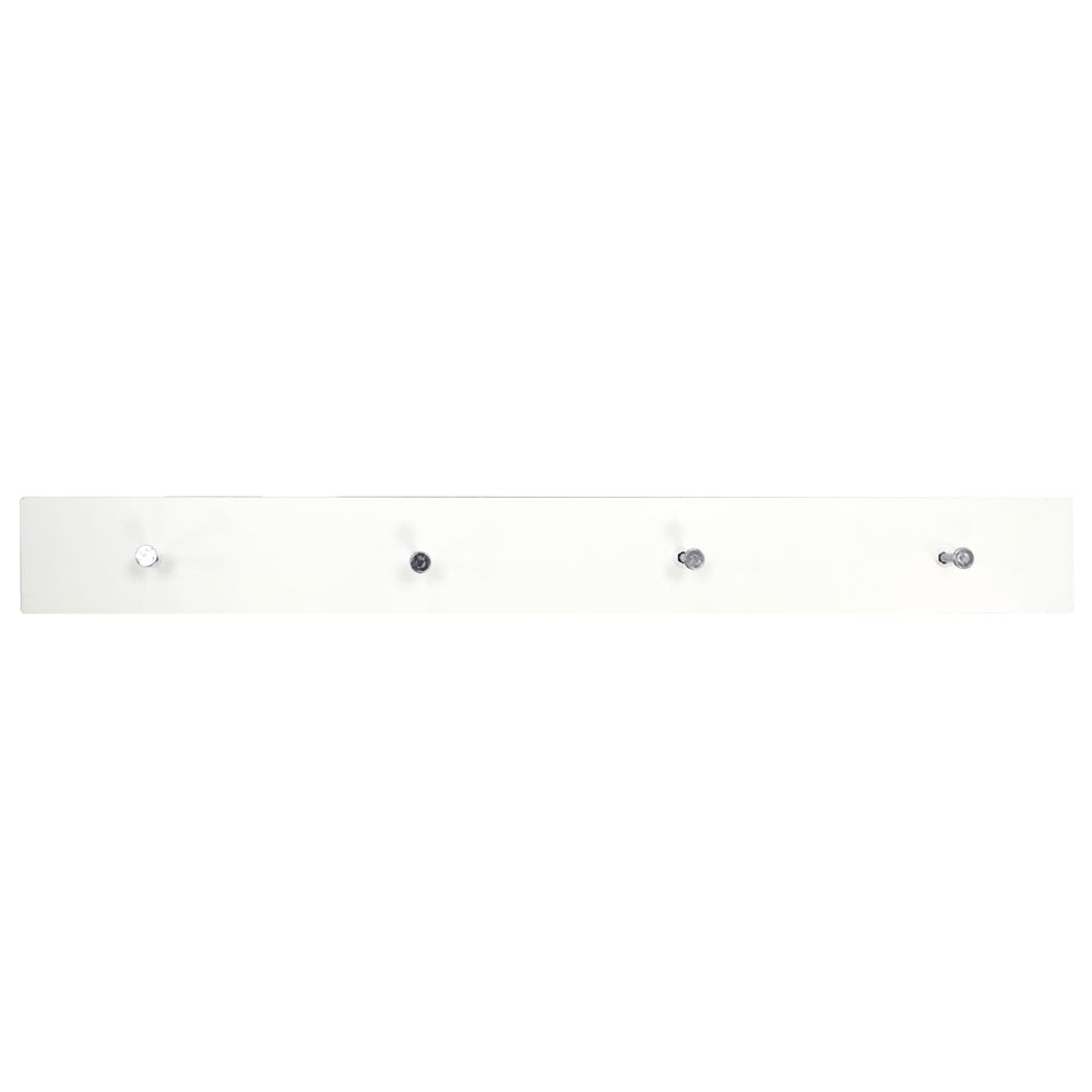 ELLIS - Wall Mounted 2ft / 40cm Floating 4 Coat Hook Shelf / Bathroom Storage - White