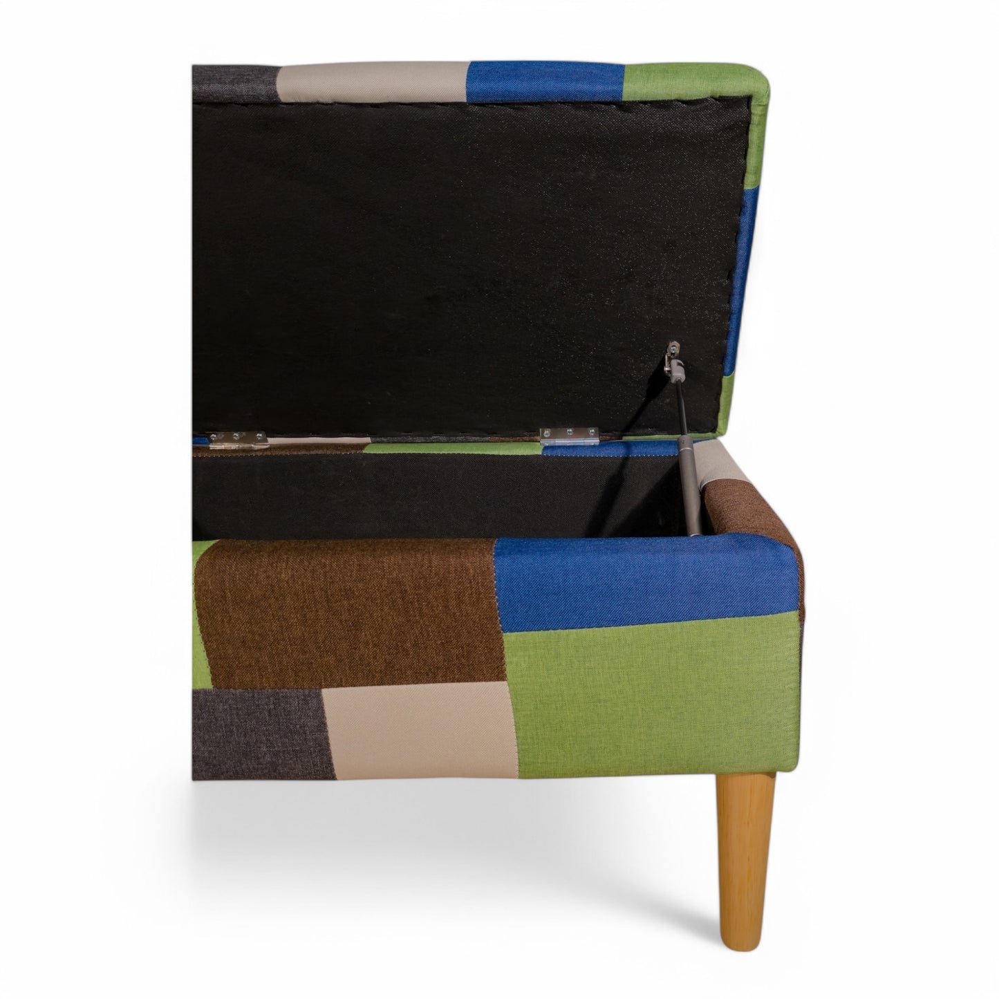 Patchwork Ottoman used as bedroom bench and storage box