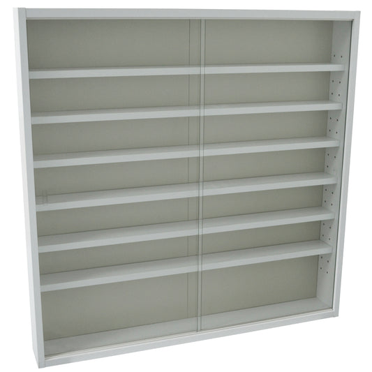 Elegant white glass display cabinet for collectibles