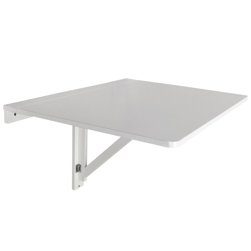 White fold-down wall-mounted table for small spaces