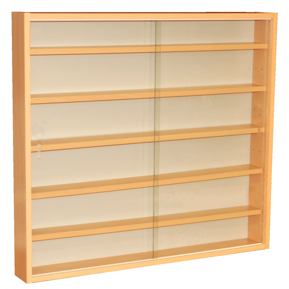 Elegant beech glass display cabinet for collectibles