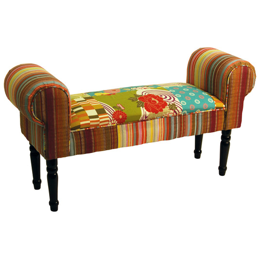 Multi-colored patchwork chaise pouffe for modern interiors