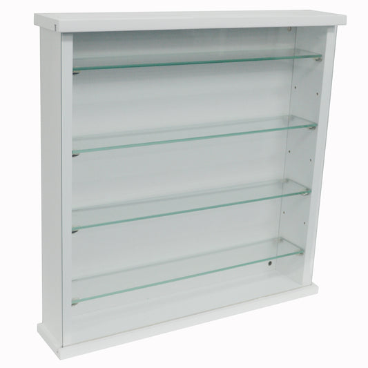 Elegant white glass display cabinet for collectibles