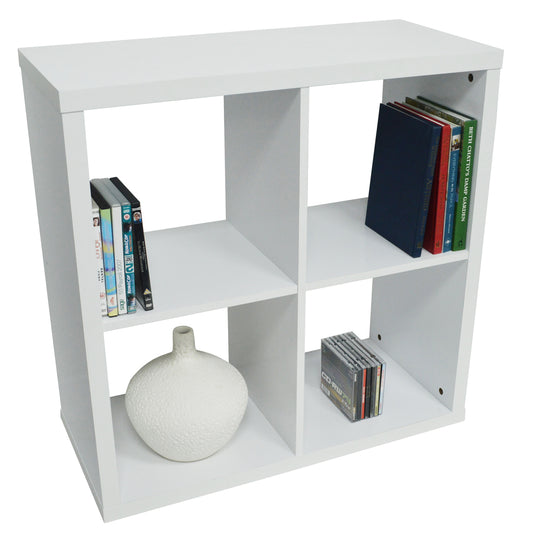 White vinyl record storage unit with sleek cubby design