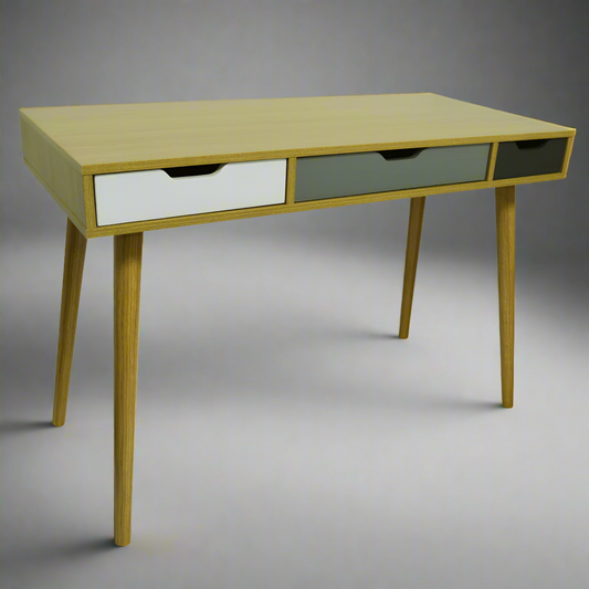 Beech office desk with storage drawers