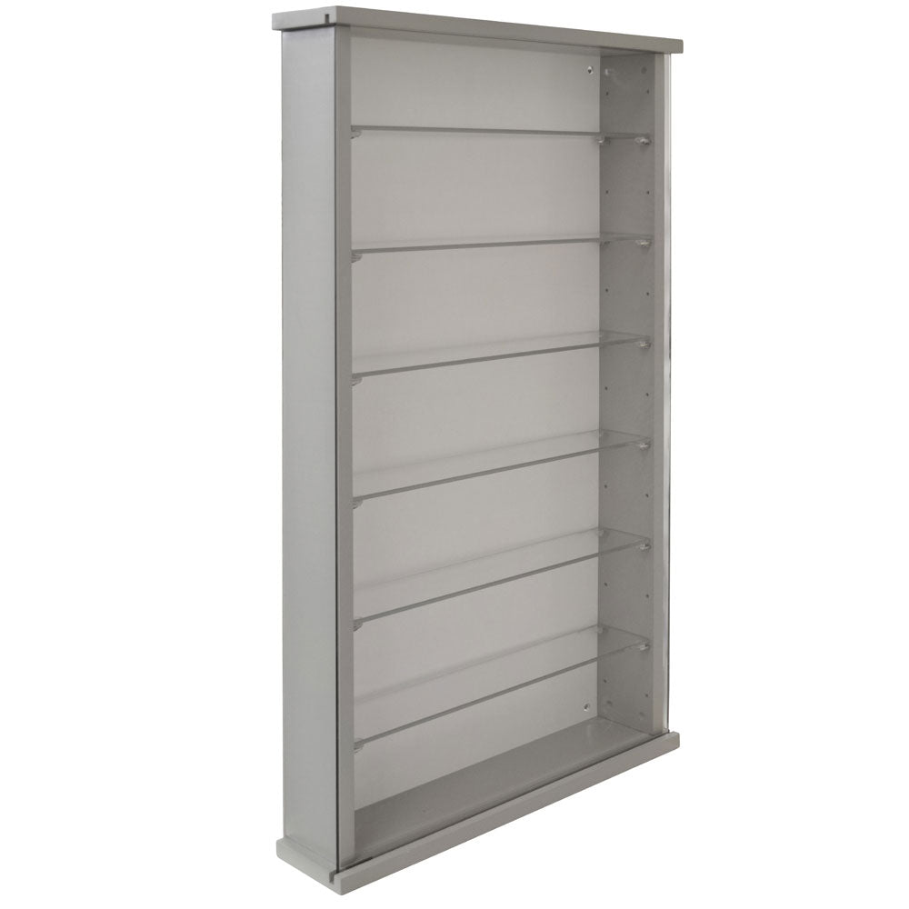 Modern grey wall-mounted glass display cabinet