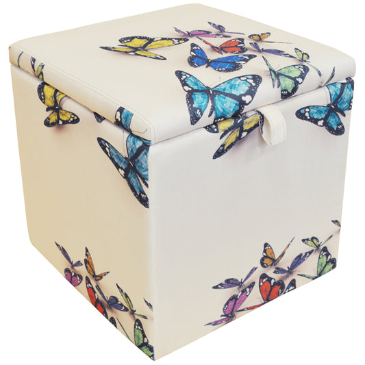 Butterfly storage cube with padded seat