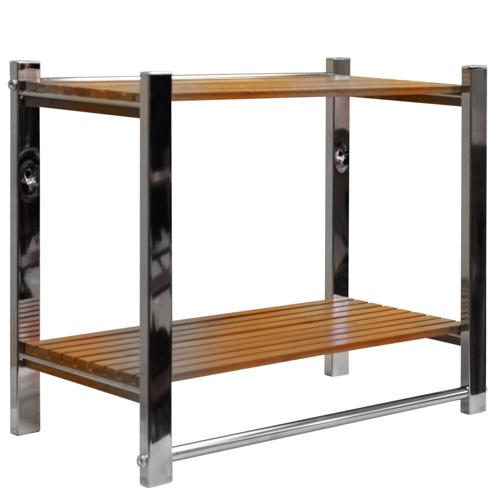 Bamboo and metal fusion shelves