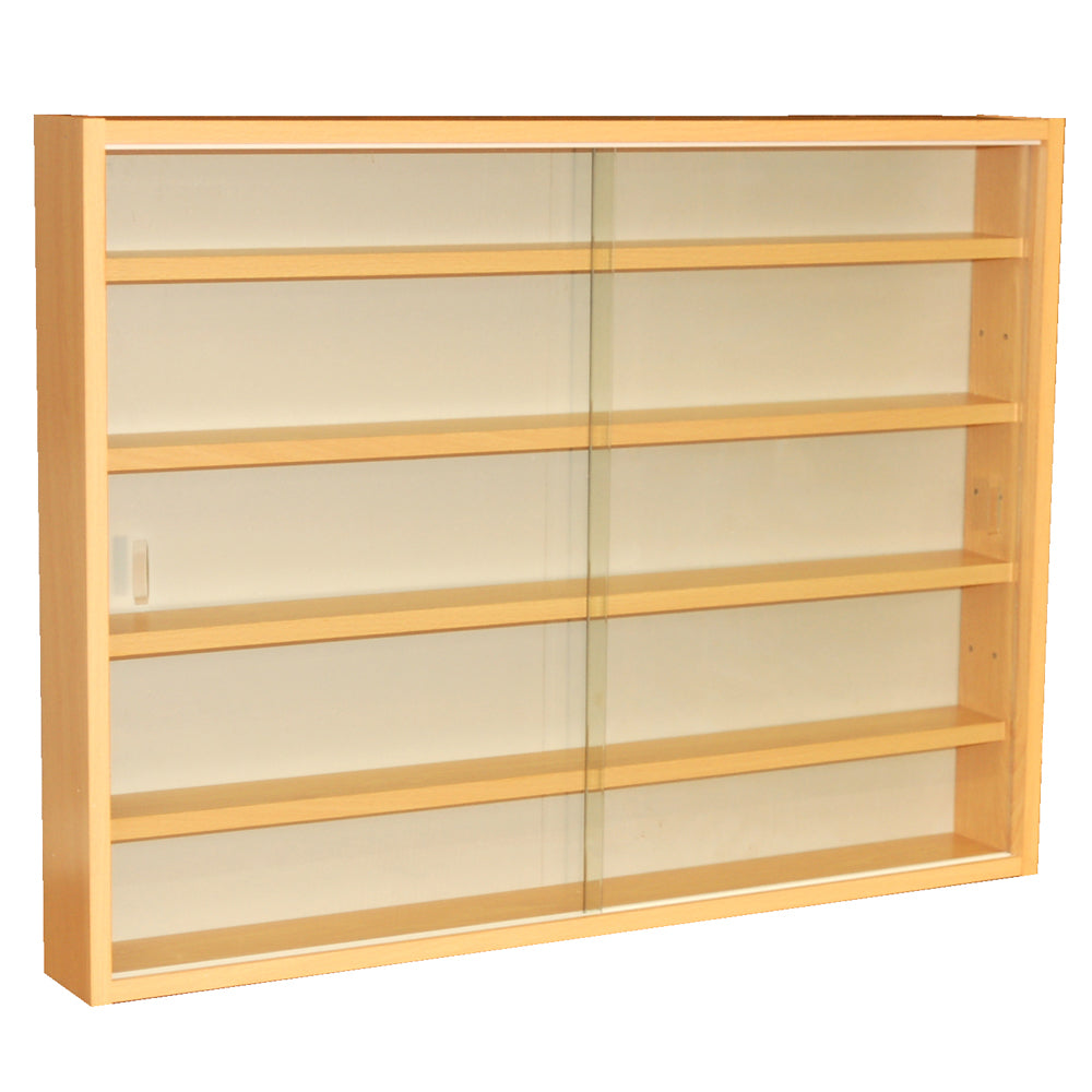 Elegant beech glass display cabinet for collectibles