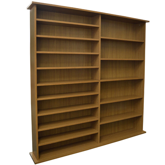 Oak media storage shelves for books and CDs