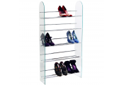 LUXOR - 5 Tier 15 Pair Shoe Storage Shelf Rack - Glass / Chrome