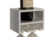 CABERNET - Wall Mounted Floating Wine Bottle / 2 Glass Rack - White
