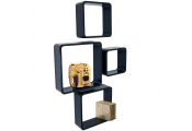 CUBE - Retro Floating Wall Display / Storage Cube Shelves - Set of Four - Black
