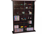 BOSTON - Glass Collectable Display Cabinet / 600 CD / 255 DVD Storage Shelves - Dark Oak