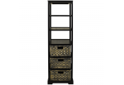 MIAMI - Tall 6 Cubby / 3 Drawer Storage Tower Shelves - Brown / Black