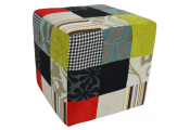 PLUSH PATCHWORK - Cube Stool / Pouffe - Blue / Green / Red