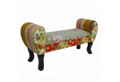 ROSES - Shabby Chic Chaise Pouffe Stool / Wood Legs - Multi-coloured