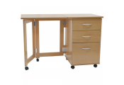 FLIPP - 3 Drawer Folding Office Storage Filing Desk / Workstation - Beech