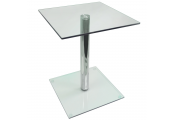 COLUMN - Metal and Glass Side / End / Bedside Pedestal Table - Clear / Chrome